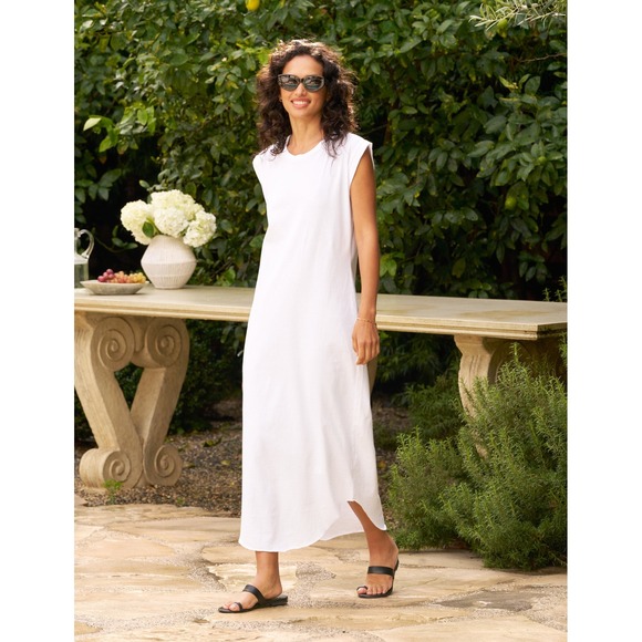 Frank & Eileen Dresses & Skirts - Frank & Eileen Cory Vintage Muscle Tee Maxi Dress Raw Edge Hem White Sz XL